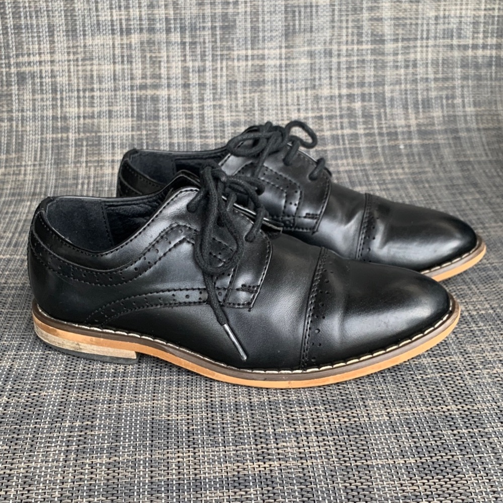 Stacy Adams Dickinson Cap Toe Oxford Black Dress Shoes little boys size 10